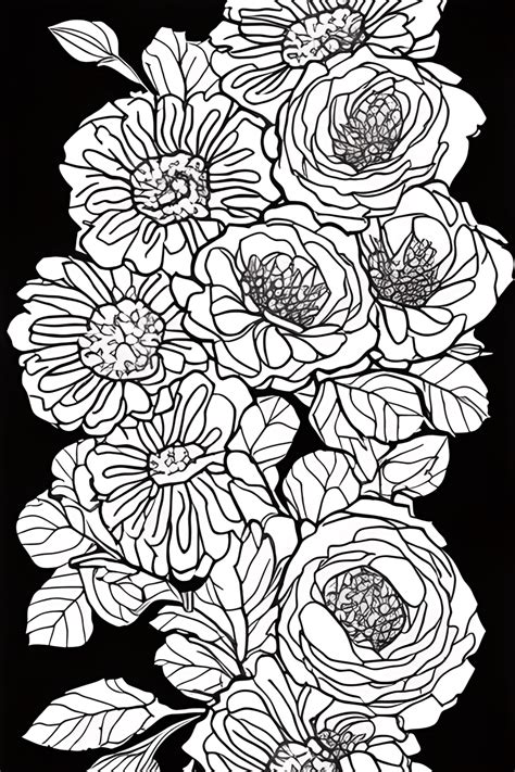 Ausmalbild Digitale Grafik Blumen Schwarz Wei Creative Fabrica