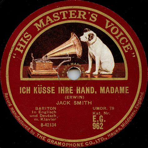 Record Label Of His Masters Voice Eg 962 By Whispering Jack Smith