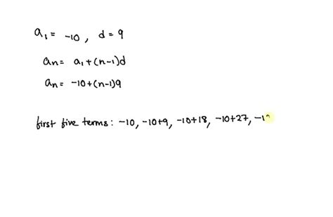 Solved Write The First Five Terms Of The Arithmetic Sequence Use The