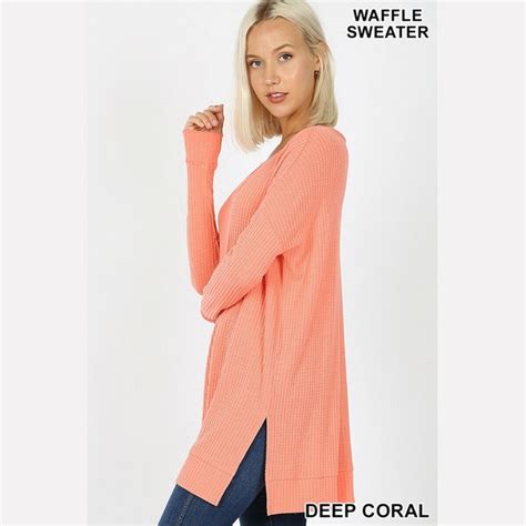 Zenana Outfitters Tops Zenana Top Brushed Thermal Waffle Vneck