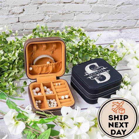 Personalized Leather Travel Jewelry Box Custom Travel Jewelry Box With