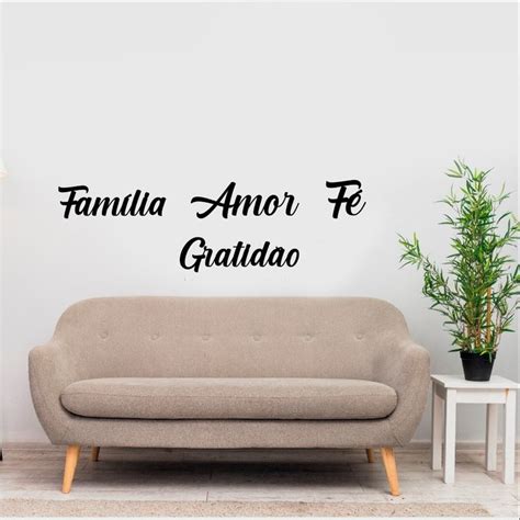 Kit 4 Apliques Palavras Amor Gratidão Fé Família mdf Preto Elo7