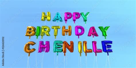 Happy Birthday Chenille Card With Balloon Text 3d Rendered Stock