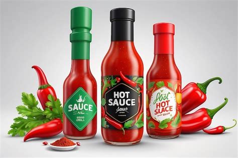 Hot Sauce Product Container And Label Design In 3d Illustration Premium AI Generated Image