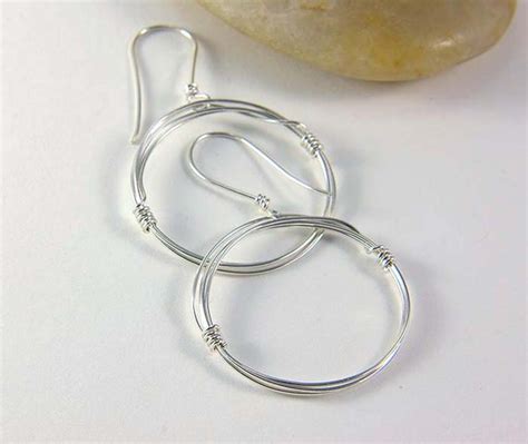 Dangle Hoop Earrings Sterling Silver Earrings Wire By Jularee