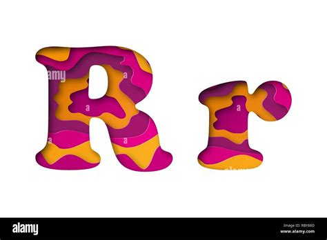 Modern Paper Art Of The Colored Letter R Vector Illustration Letter R Is Cut From Paper