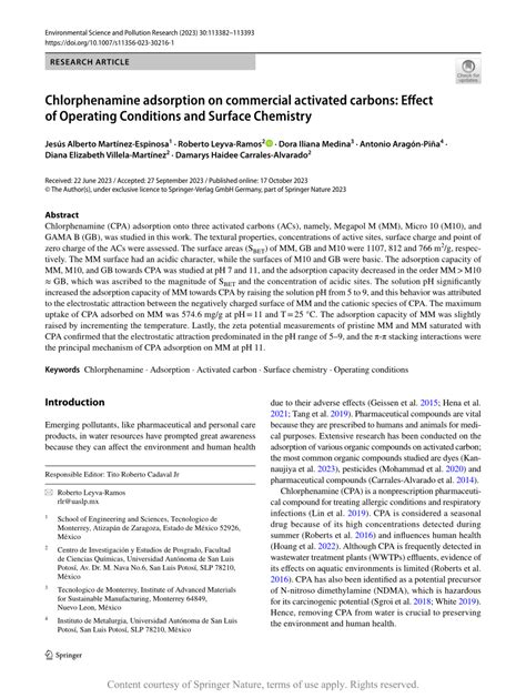 Chlorphenamine Adsorption On Commercial Activated Carbons Effect Of