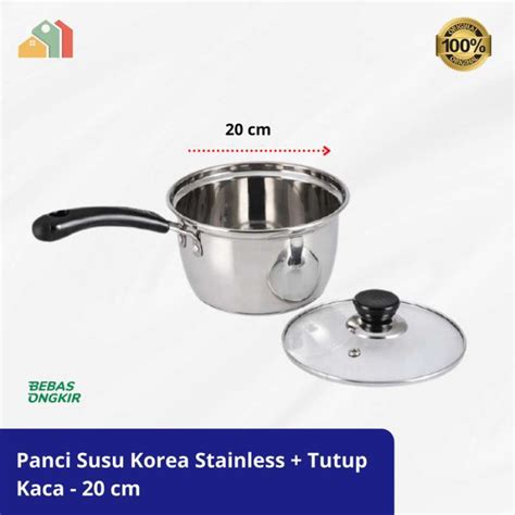 Jual Panci Susu Korean Milk Pot Stainless Dengan Tutup Kaca 20 Cm Di