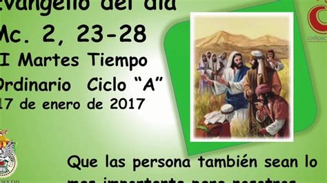 Evangelio Del Día Mc 2 23 28 Del 2017 01 17 Youtube