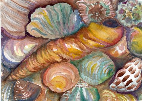 Original SeaShells Watercolor shells Painting