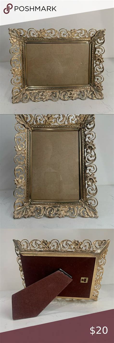 Ornate Filigree Picture Frame Gold Plated Frame With Glass 5x7 Inch