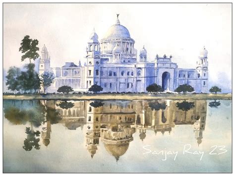 Victoria Memorial Kolkata Watercolor Painting A2 Size
