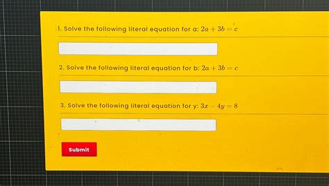 Solved Solve The Following Literal Equation For A Chegg