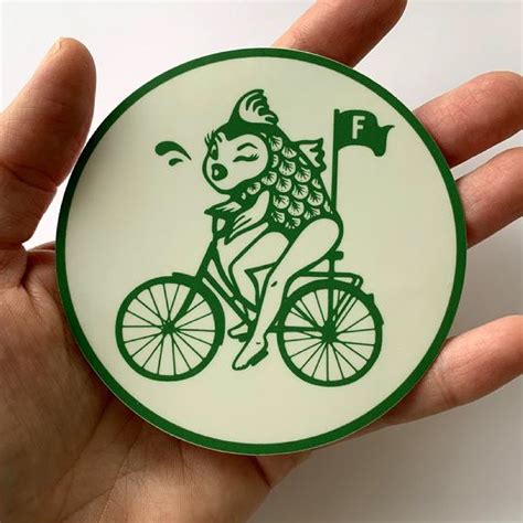 Feminist Bumper Sticker With Fish Riding Bicycle Wicklanders Roots
