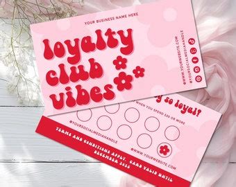 Pink Loyalty Card Template Canva Editable Customer Punch Card