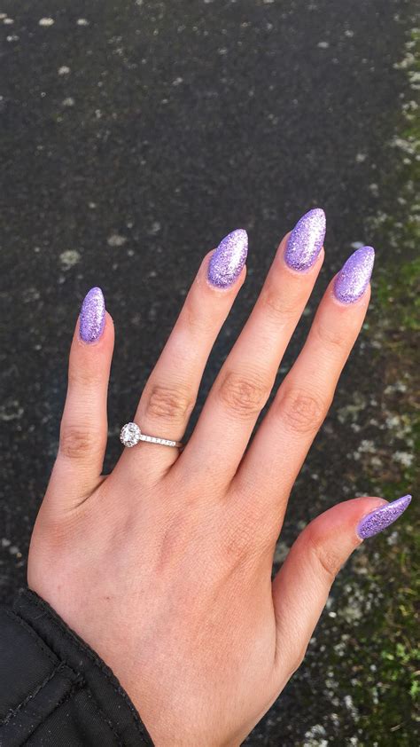 Lilac Purple Glitter Acrylic Almond Nails Artofit