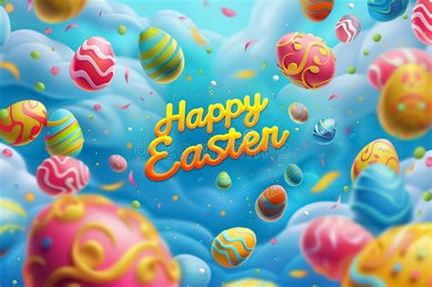 Easter Poster And Banner With Painted Easter Eggs With Text Happy