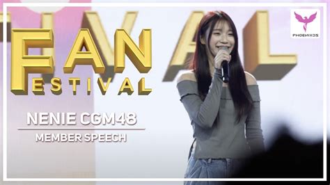 Nenie CGM48 Fancam MEMBER SPEECH FANFEST 2023 YouTube