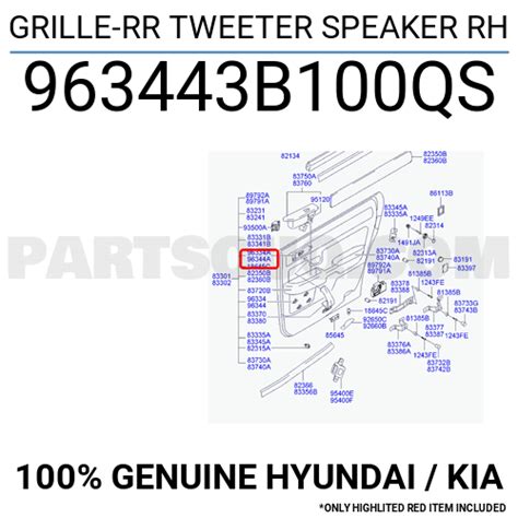 GRILLE RR TWEETER SPEAKER RH 963443B100QS Hyundai KIA Parts PartSouq