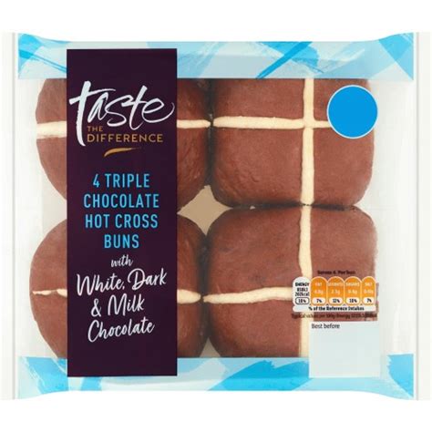 Sainsbury S Triple Chocolate Hot Cross Buns Taste The Difference 4 X 280g Compare Prices