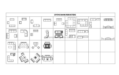 Muebles Sofa Mobiliario De Sala Estar Bloques De Autocad