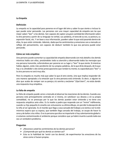 La Empatia Y La Asertividad Pdf