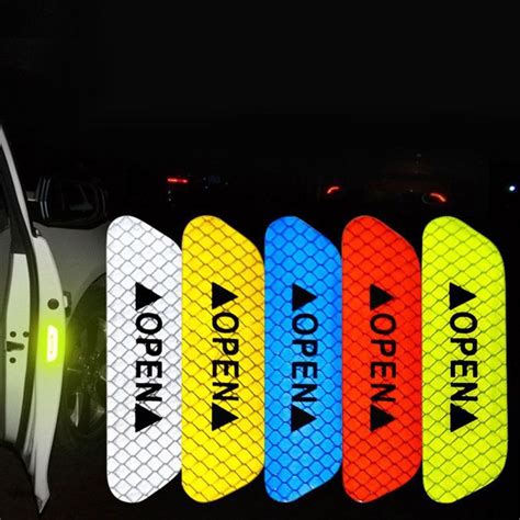 Pcs Set Car Door Stickers Diy Car Open Reflective Tape Warning Mark