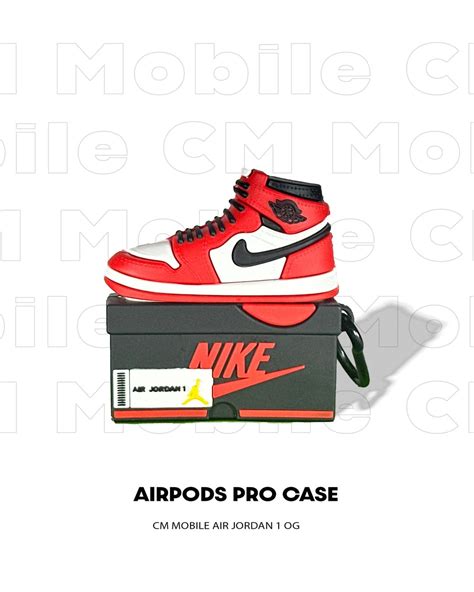 Aj 1 Red Retro Sneaker Airpods Pro Case Cover Shockproof Silicone