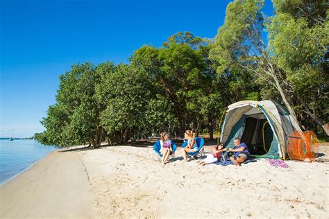 The South Stradbroke Island camping grounds are completely surrounded by native bushland, with ...