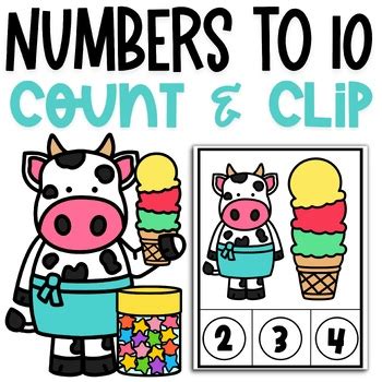 Numbers To 10 Count Clip Activity Cards Counting Ice Cream Scoops