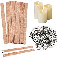 100PCS Wood Wicks For Making Candles Kit 5 Trimable Natural Wooden