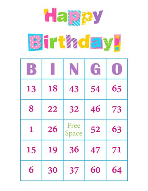 Free Printable Birthday Bingo For Kids Pjs And Paint Free Printable