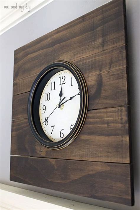 A Wooden Clock Mounted To The Side Of A Wall