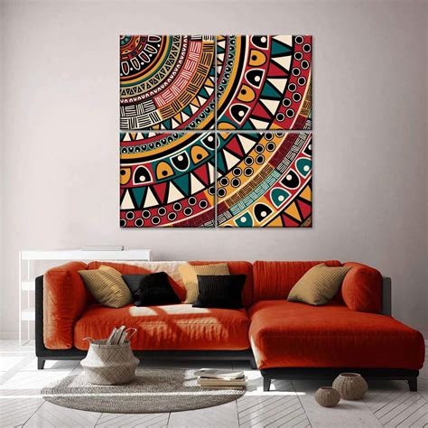 African Pattern Multi Panel Canvas Wall Art | African wall art, Africa ...