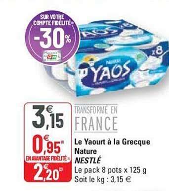 Promo Le Yaourt La Grecque Nature Nestl Chez G Icatalogue Fr