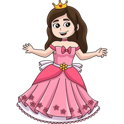 Prinzessin Vor Dem Schloss Cartoon Clipart Premium Vektor