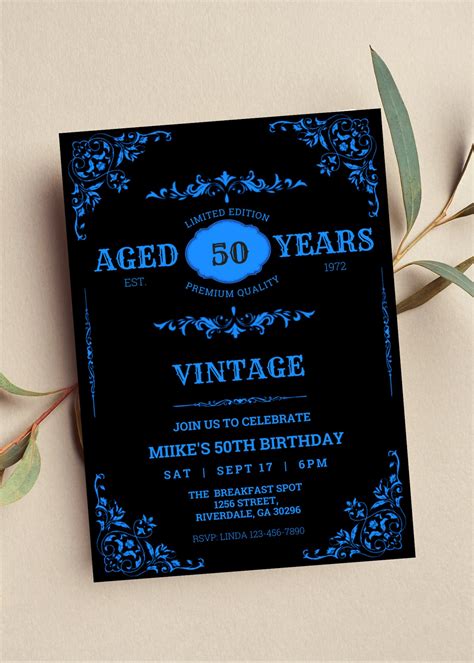 Editable Whiskey Label Invitation Aged To Perfection Vintage Etsy