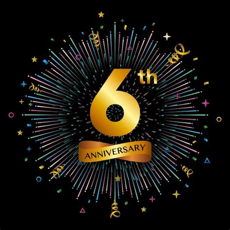 Premium Vector 6th Anniversary Celebration Logotype Golden