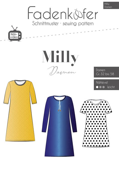 Fadenkäfer Papierschnittmuster MILLY Damen Kleid Tunika