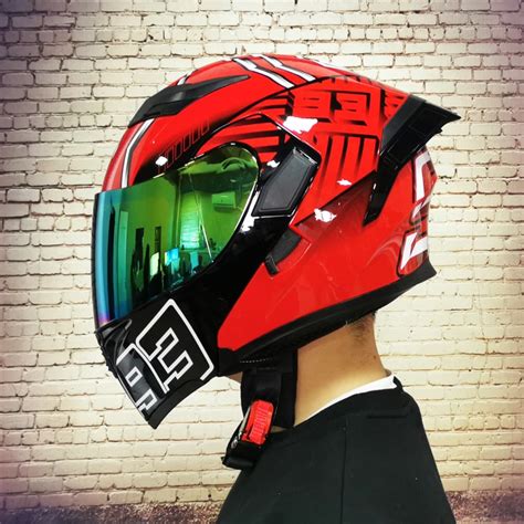 Casco De Carreras Abatible Para Motocicleta Modular De Doble Lente