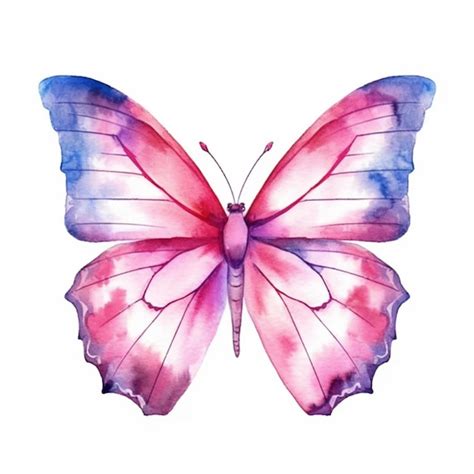 Premium Photo Butterfly With Pink Wings And Blue Wings On White