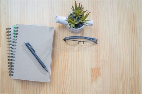 Notebook And Pen On Wooden Desk Stock Photo Image Of Texture Wooden