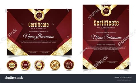 Red Gold Certificate Appreciation Border Template Stock Vector Royalty