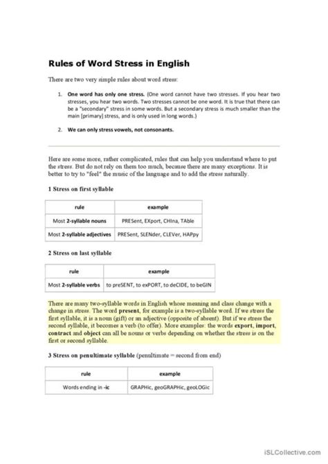 107 Stress English ESL Worksheets Pdf Doc