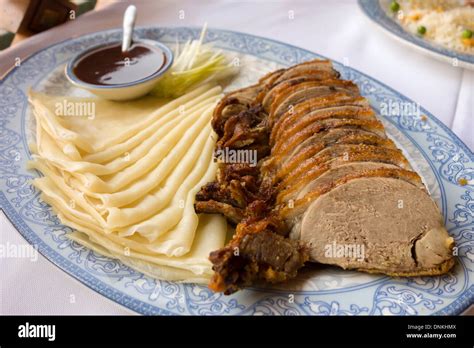 Chinese Food On A Plate Peking Duck Stock Photo Alamy