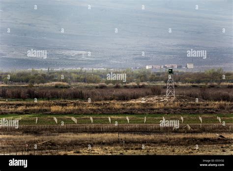 The Closed Border Between Armenia And Turkey At The Mount Ararat Stock