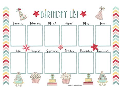 Awesome Printable Birthday Calendar Template | Free Printable Calendar ...