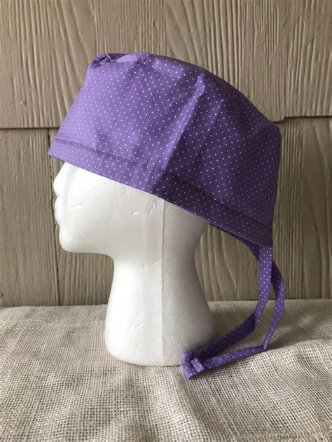 Lavender Polka Dot Scrub Cap Surgery Cap Scrub Caps Etsy In 2021