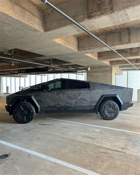 Dark Grey / Black Camo wrapped Cybertruck looks awesome | Tesla ...