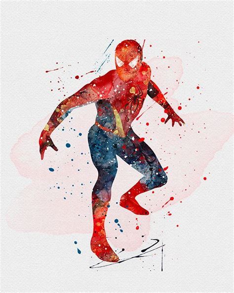 Spiderman Watercolor Art Print Marvel Art Superhero Spiderman